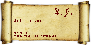 Will Jolán névjegykártya